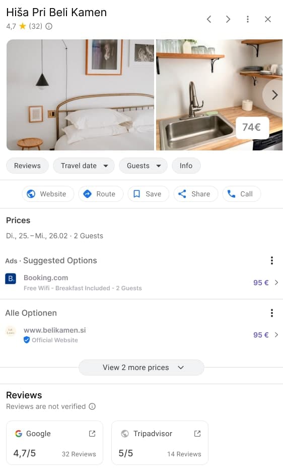 Google Maps Booking Preview